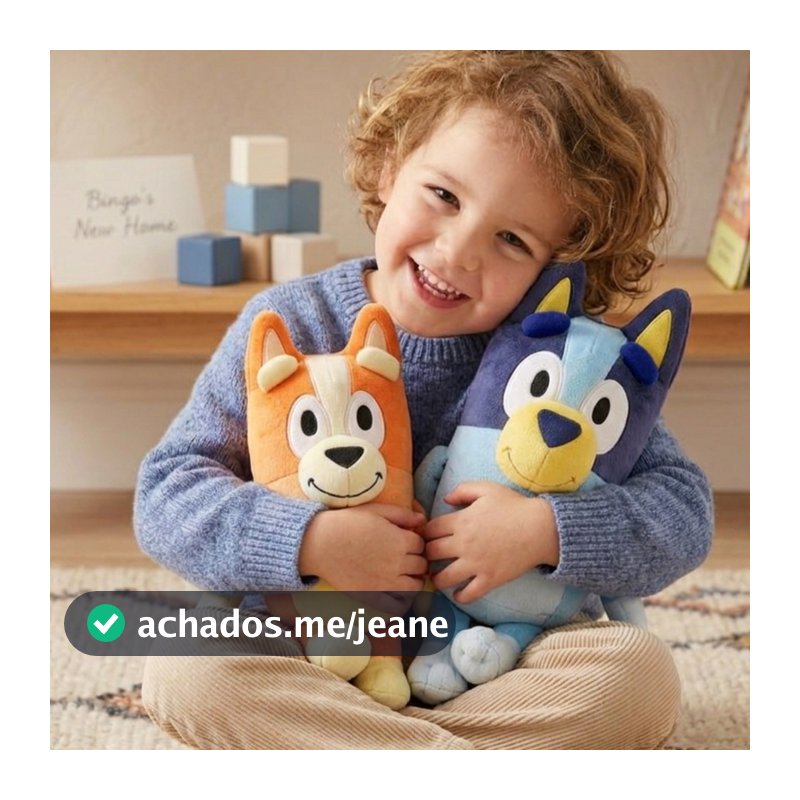 Brinquedo de Pelúcia 30cm cachorrinho azul ou laranja bin go e  bl u e y