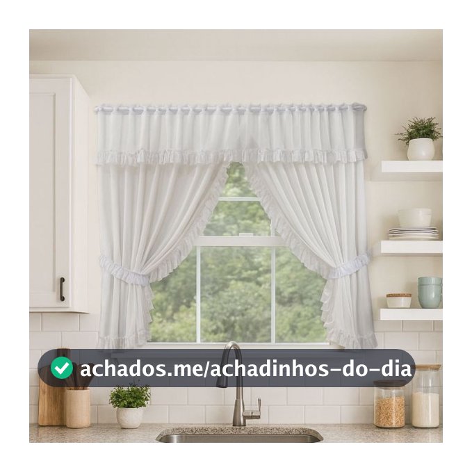 Cortina de Cozinha com Babadinhos  para Varão