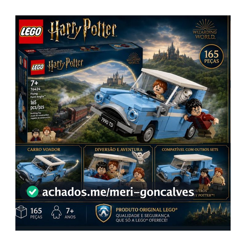 LEGO Harry Potter Carro Voador Ford Anglia 76424 Kit 165 Peças Com Harry e Rony