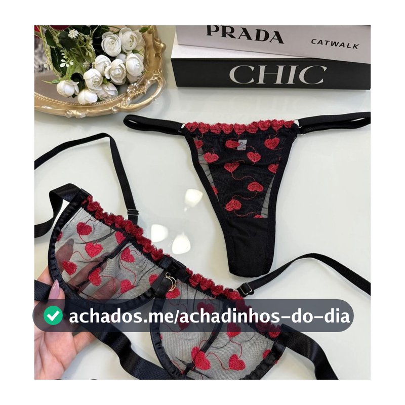 Conjunto lingerie calcinha sutiã  com aro moda intima Gringa tule Bordado