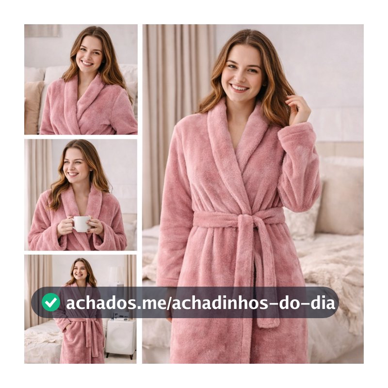 Roupão Toalha Feminino Microfibra Luxo - Rosê