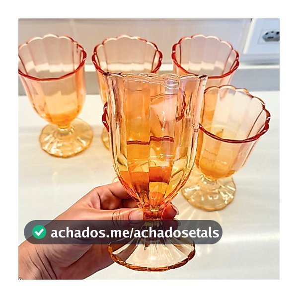 Jogo 6 Taças de Água Vinho Vidro Coral Peach 340ml Mesa Posta