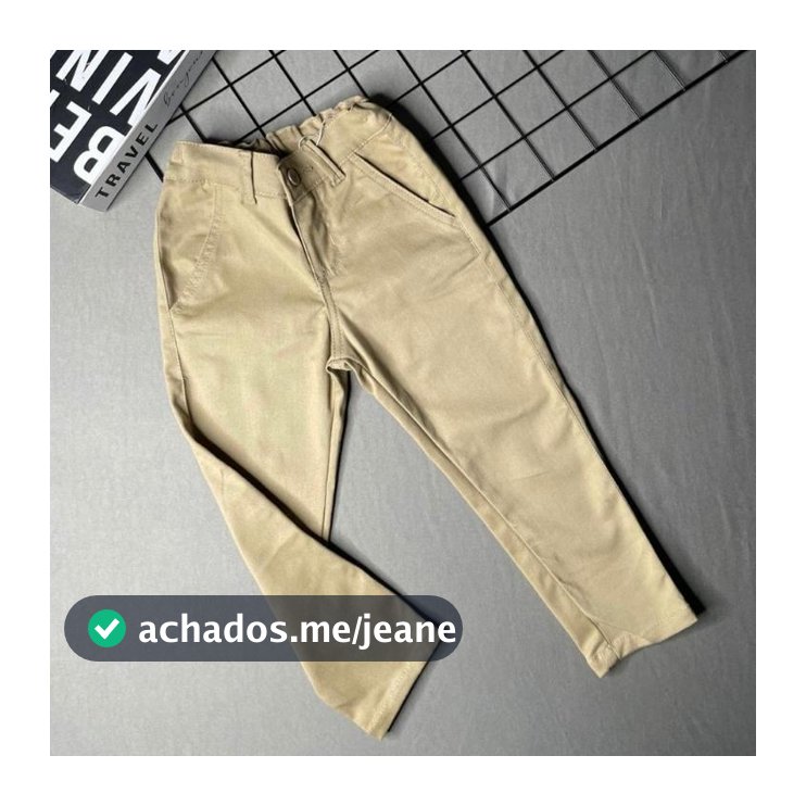 Calça Sarja Infantil Caqui Bolso Embutido Menino