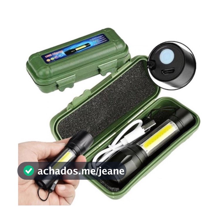 Mini Lanterna Tática Com Led E Zoom Recarregável Usb Lanterna De Mao 535
