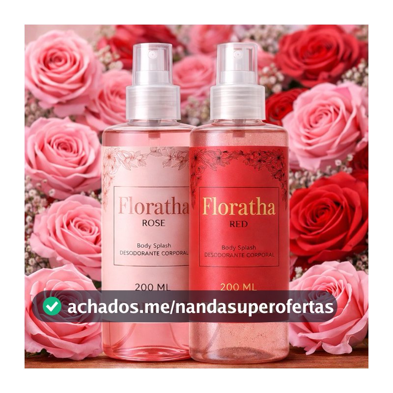 Kit 2 Body Splash Perfume Feminino Red + Rose Feminino 200ml cada Quantidade:Kit 2 Body Splash