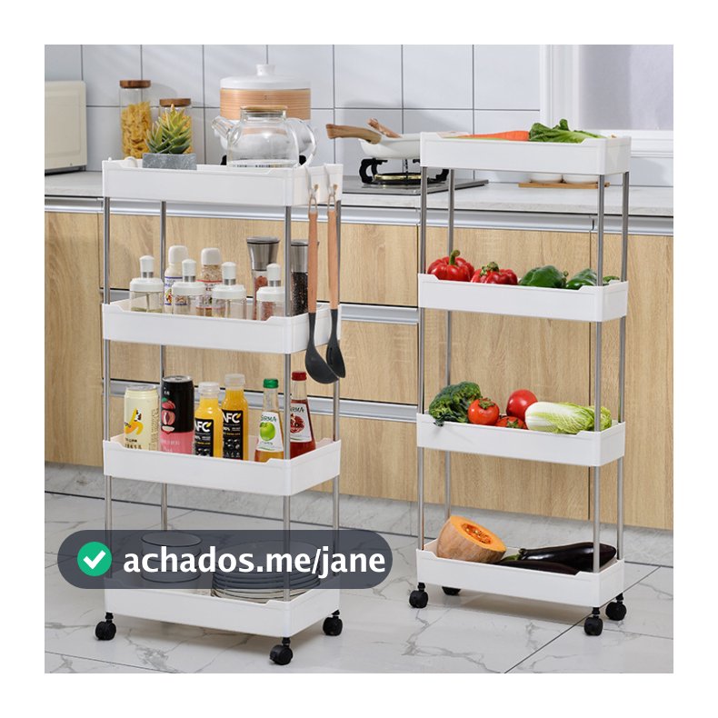 Organizador Móvel de 4 Níveis Multifuncional Com Rodinhas