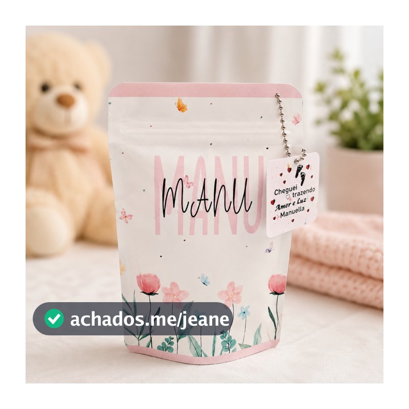 SAQUINHO METALIZADO PERSONALIZADO COM TAG PARA LEMBRANCINHA MATERNIDADE CHÁ DE BEBÊ CHÁ DE FRALDAS
