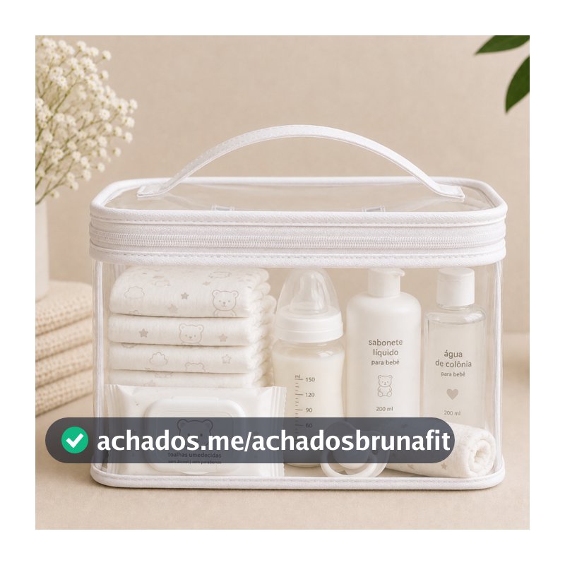 Kit 2 Nécessaire Transparente Organizador Bolsa Mala Saída Maternidade Troca e Fralda bebe