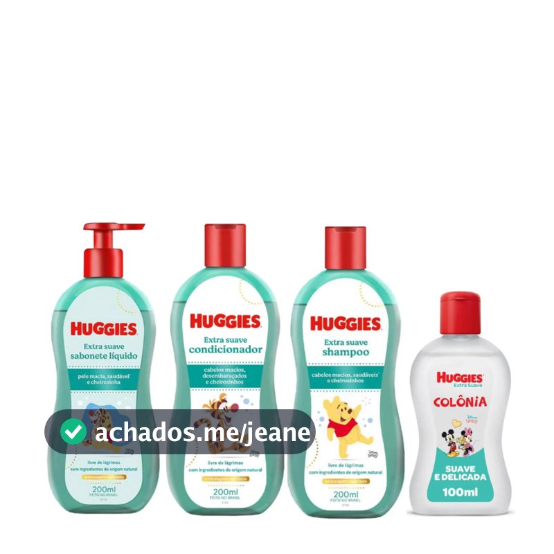 Kit 4 Itens Extra Suave- Cond 200ml+ Shampoo 200ml+ Sab Liquido 200ml+ Colônia 100ml Huggies