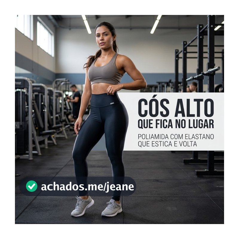 Legging Feminina Poliamida com Elastano Cós Alto Levanta Bumbum Lisa Fitness Academia e Estilo de Rua
