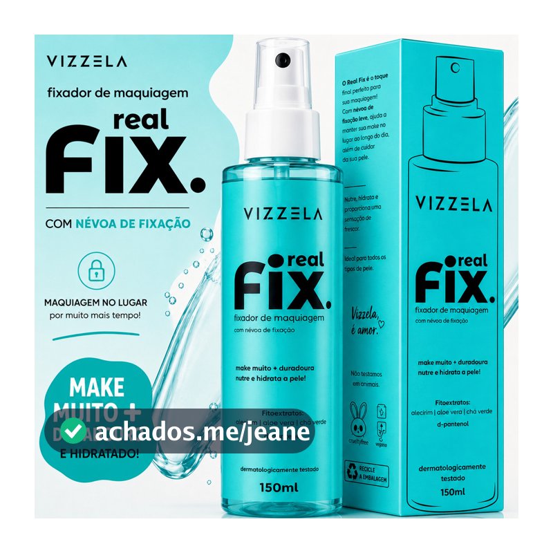 Fixador de Maquiagem Real Fix Vizzela 150ml Fixador Vizzela Bruma Fixadora de Maquiagem Fix Vizzela