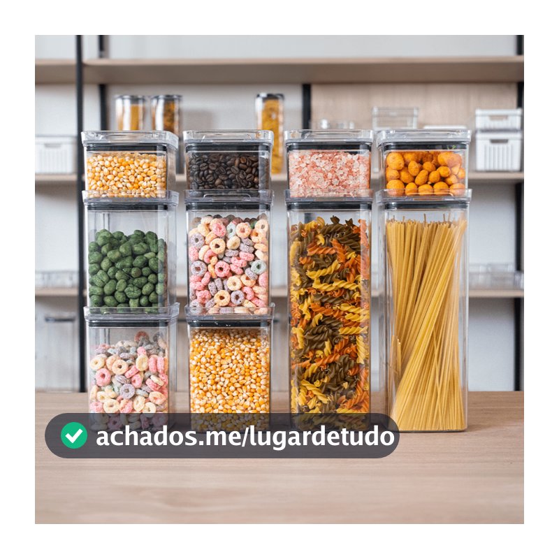 10 Potes Herméticos em Acrílico Cristal Porta Mantimentos para Cozinha Empilhável Organizador  Amobox