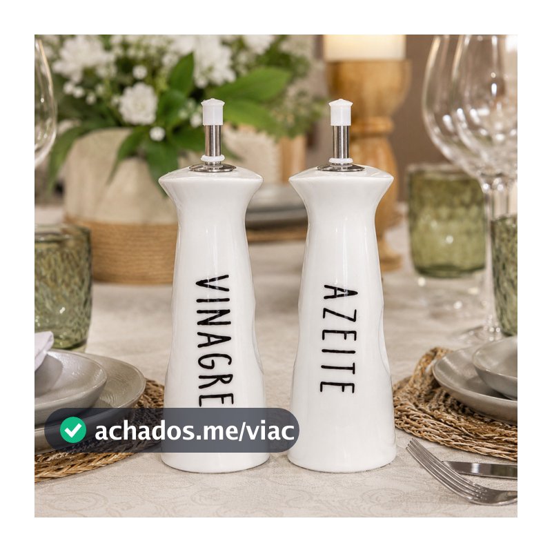 Kit 2 peças Azeiteiro Vinagreiro Ceramica Oasis Bico dosador 250 ml