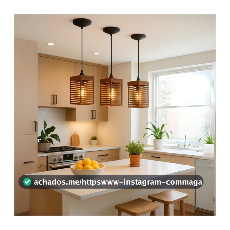 Kit 3 Luminária Pendentes Oriental Para Sala Cozinha Escritório Bivolt Cor Marrom - 3tm