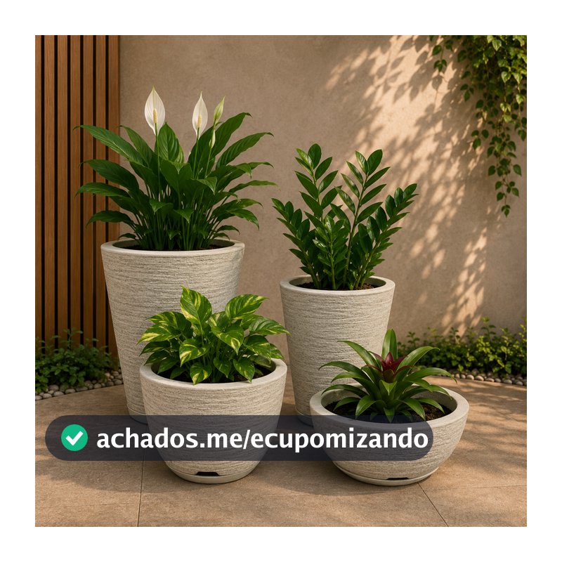 Kit 04 Vasos para Planta Flor Casa Jardim Varanda Coluna Redonda N1 N2 Bojo N1 + Bacia N1 com prato
