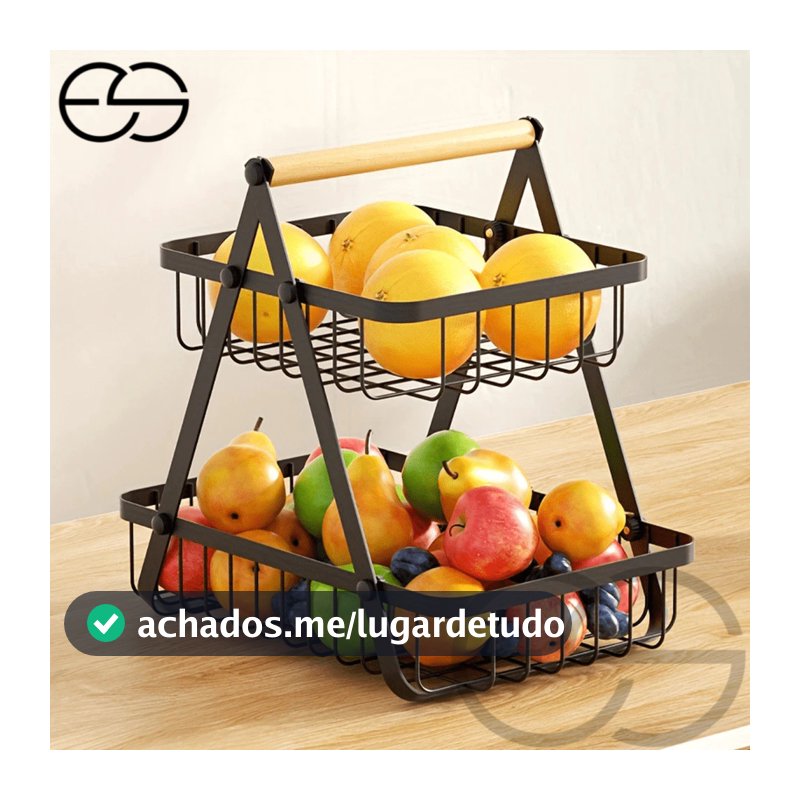 Fruteira de Mesa ou Cesto Multiuso Cesta de metal portátil Organizador para Casa Cozinha Escritório ES