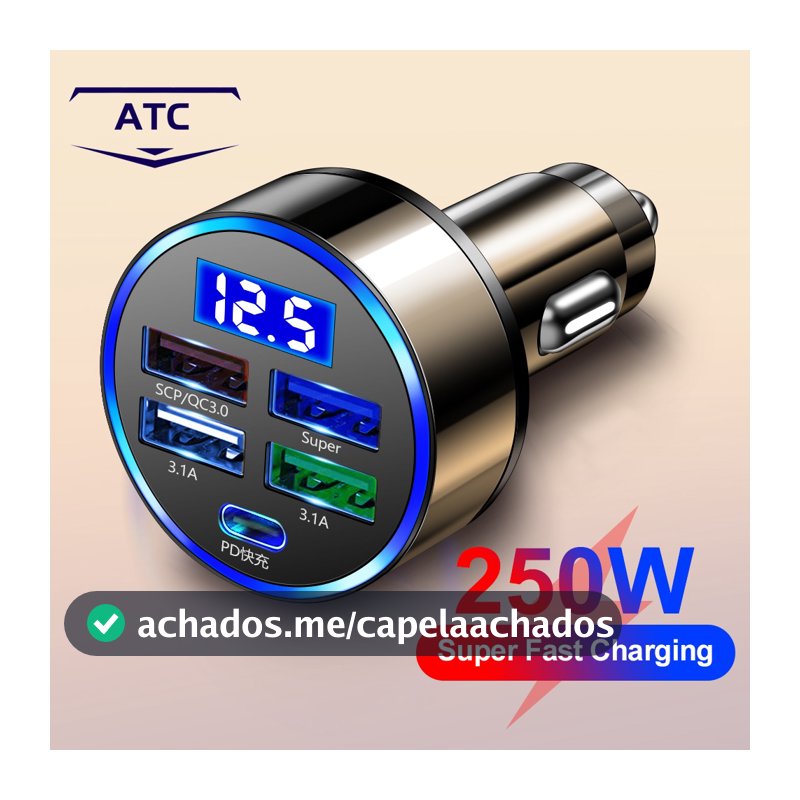 Carregador rápido para carro 3.0 Carregador para carro 5 portas USB Telefone celular