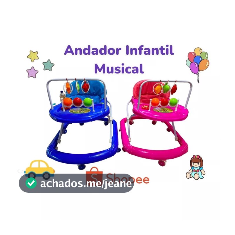 Andador para bebês Meninos Azul Meninas Rosa Com Musical Interativo Antirrolamento Com Regulagem