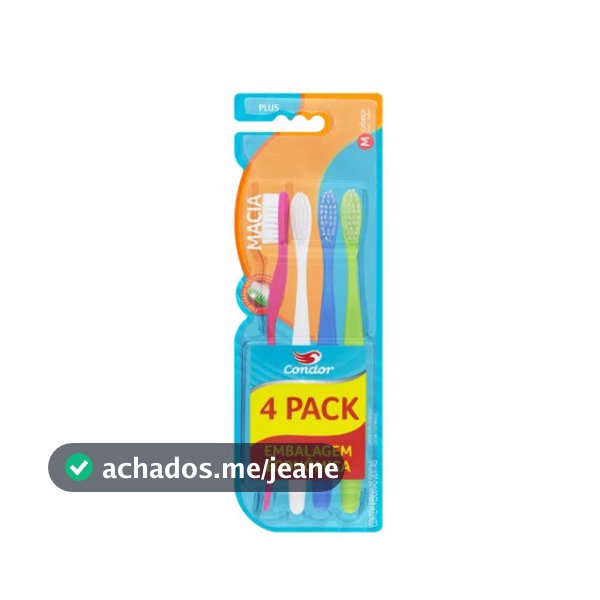 Escova Dental Condor Plus Macia Promocional 4 Unidades