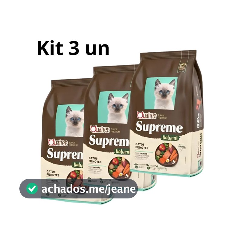 Kit Quatree Supreme  Gatos Filhotes Salmão 1 kg. - 3 Pacotes