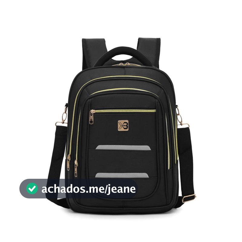Mochila Notebook Faculdade Zíper Dourado Feminina Masculina Bolsa Prova D'água C/ Alça Laptop