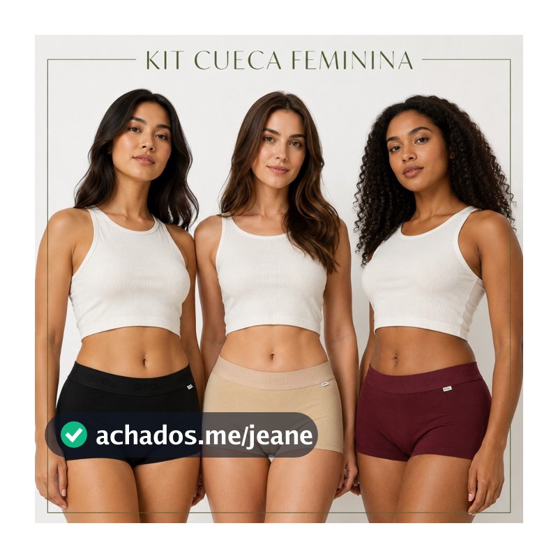 Kit Cueca Feminina Calcinha Boxer Algodão Conforto Diário