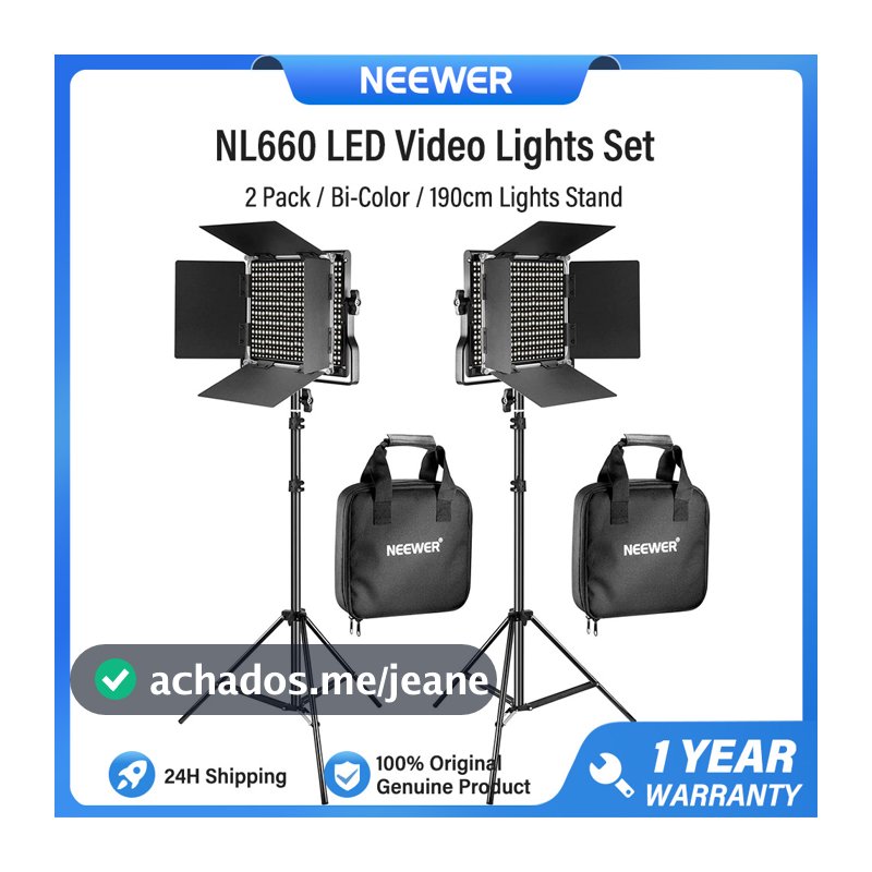NEEWER 2 Pacotes De Luz De Vídeo LED Bicolor Com Kit De Suporte 190 Cm , 3200-5600K , CRI 96 + , NL660