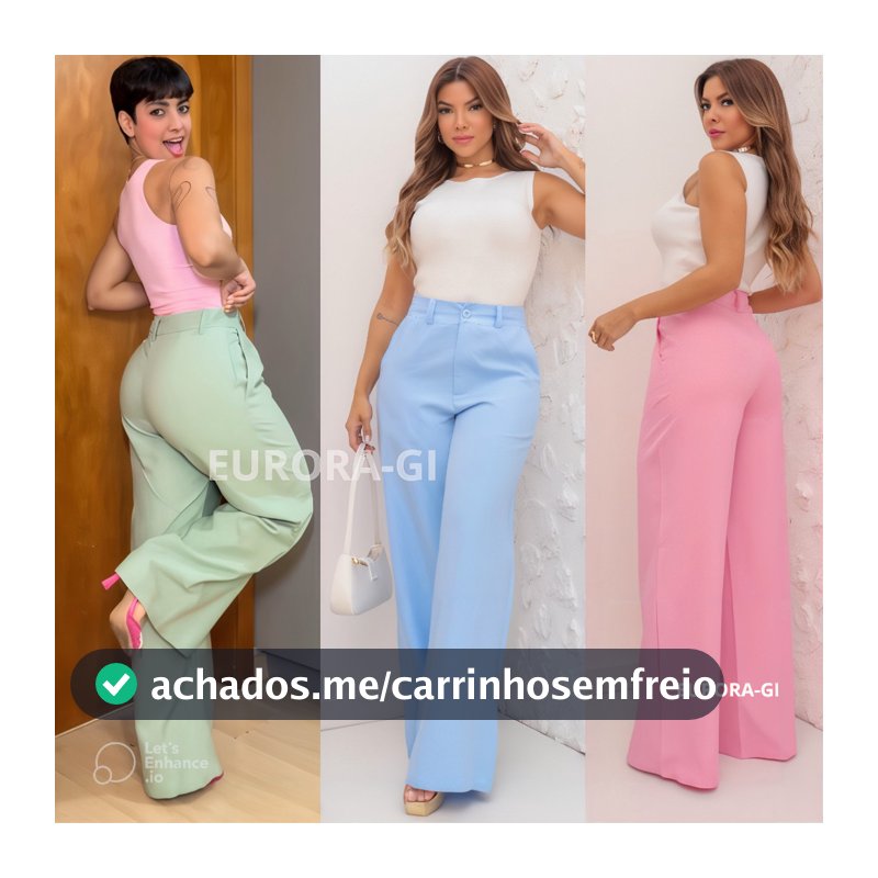 Calça Pantalona Feminina  Alfaiataria Premium Cintura Alta Com Bolsos E Botão Em Promoção