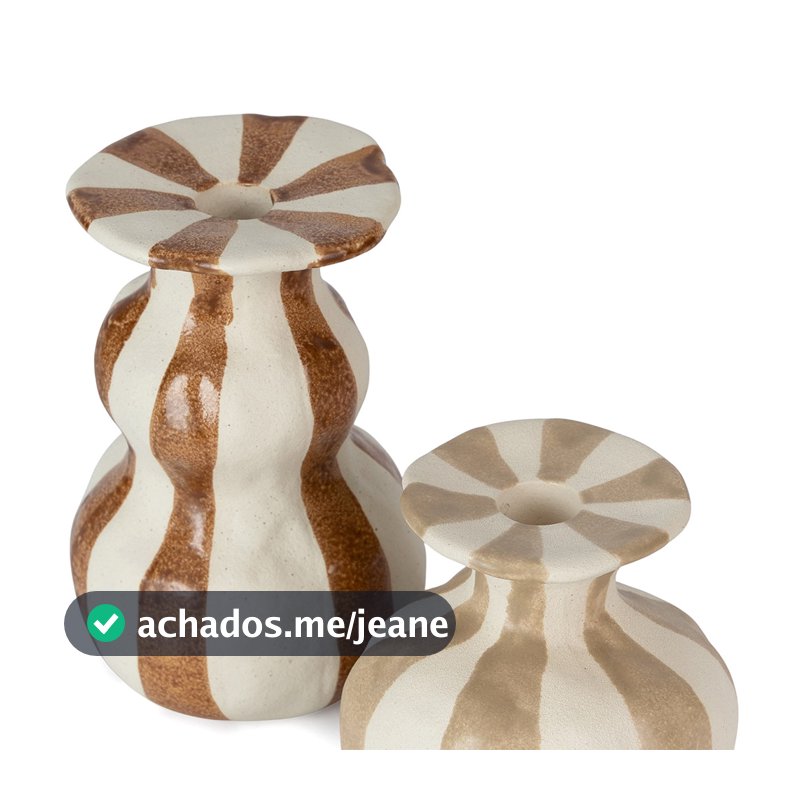 Kit Porta Velas Cerâmica Decorativo Luxo 2 Peças Elegante