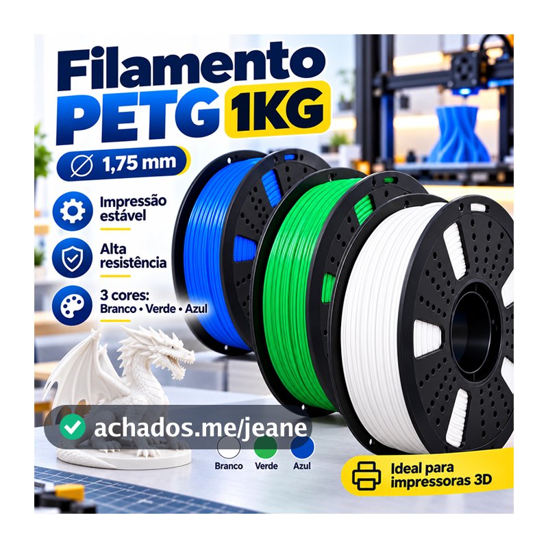 Filamento 3D PETG 1kg 1,75mm impressão Premium varias cores 3d
