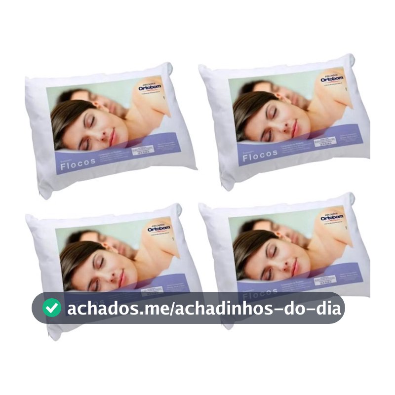 Kit 4 Travesseiro Ortobom Flocos antialérgico 60x40cm mais firme