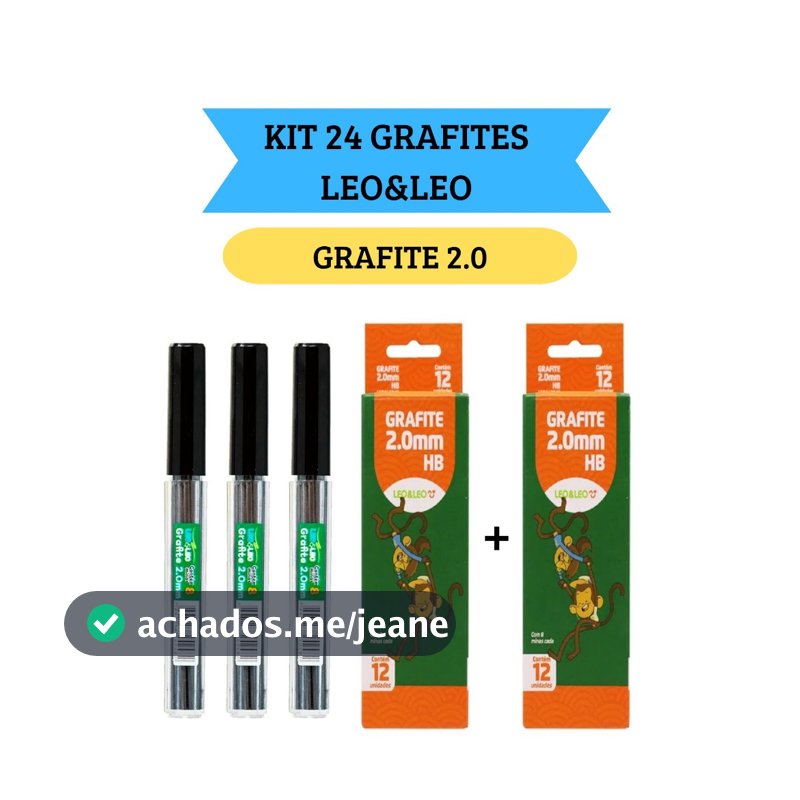 Kit 24 Grafites para Lapiseira Mina De Grafite 2.0mm Leo&Leo