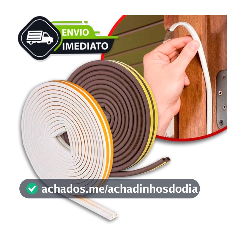 Fita Veda Fresta Adesivo Branco Marrom 6 Metros Anti Ruido Isolante Acústico Porta e Janela