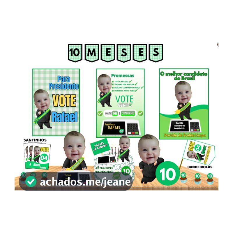 KIT FESTA SÓ UM BOLINHO PRESIDENTE Topo de bolo ELEIÇÃO
