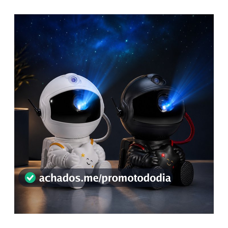 Mini Projetor Astronauta Galáxia Luz Noturna Estrela LED Decoração Quarto Infantil USB Rotação 360°