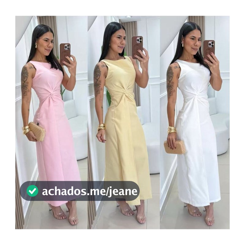 YAN FASHION Vestido Longo De Alfaiataria Com Nó Frontal Elegante E Sofisticado
