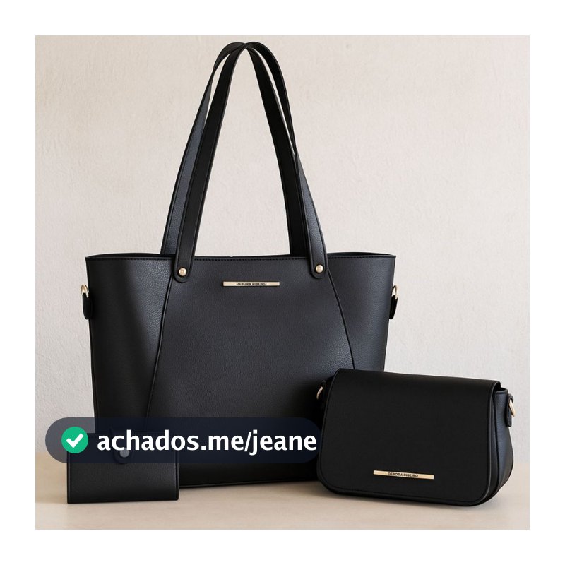 Kit 3 Bolsa Feminina Sacola Shopper Transversal De Ombro Pequena De Lado E Carteira