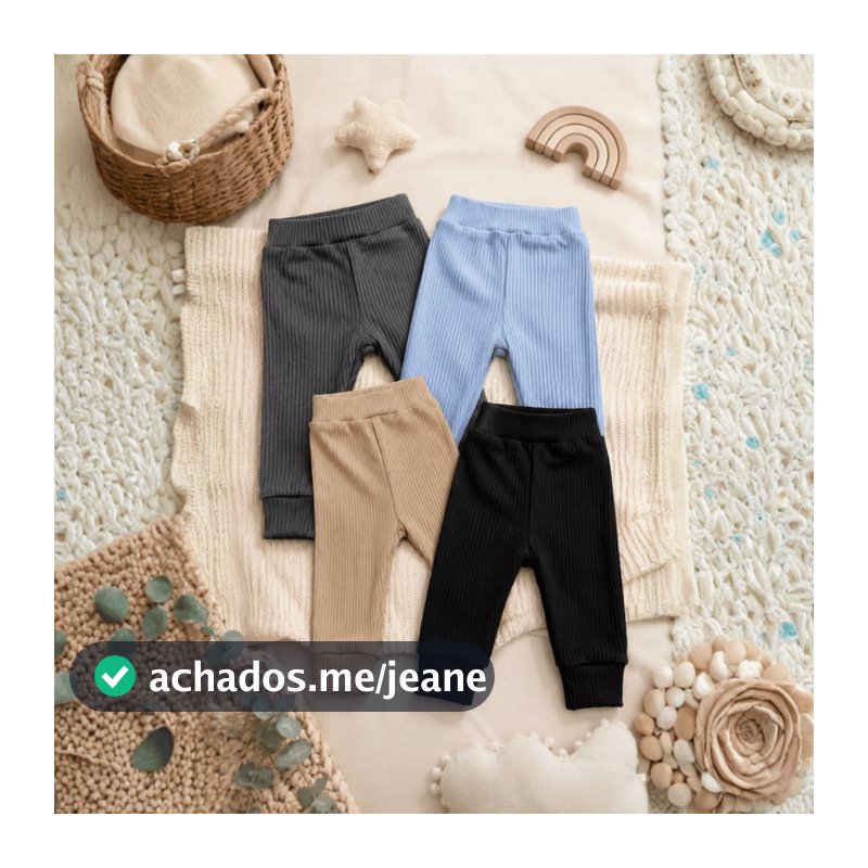 Kit 4 Calças Mijão Culote Bebê Canelado Com Punho Menino