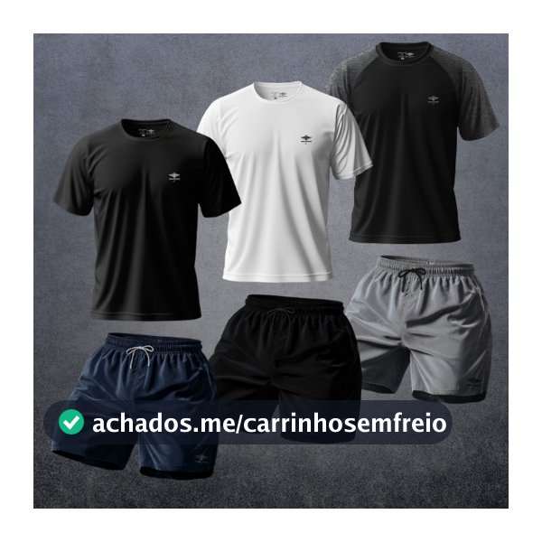 Kit 6 Masculino: 3 Camisetas Dry Fit Academia e 3 Short Masculino Verão P ao Plus