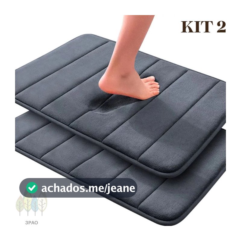 Kit 2 Tapete de Banheiro Antiderrapante Soft Macio Luxo 60x40