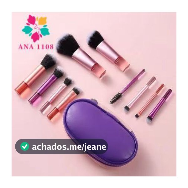 ANA1108 Kit 10 mini pincéis para Maquiagem com estojo bolsa para viagem