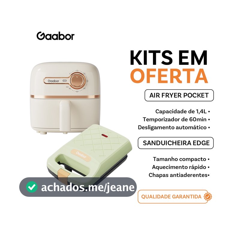 [Venda em conjunto] Gaabor Air Fryer 1,4L AF20M + + Acessórios Cozinha | Prática e Econômica