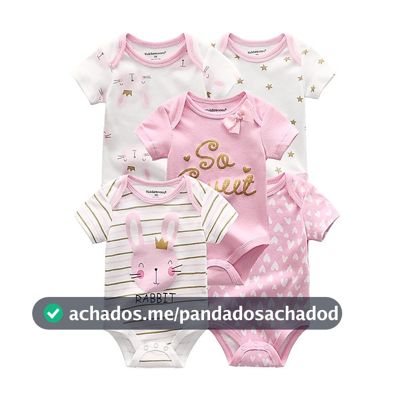 Kiddiezoom 5 Peças Moda Recém-Nascido Desenho Animado Manga Curta Bebê Menino Menina Bodysuits Macios 100 % Algodão Maca