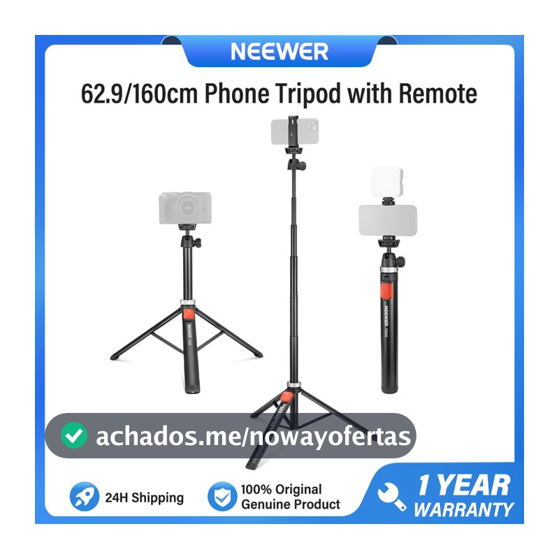 Tripé De Telefone NEEWER De 160 Cm Com Obturador Remoto Bluetooth , Suporte Dobrável Para Viagem Selfie , TS05