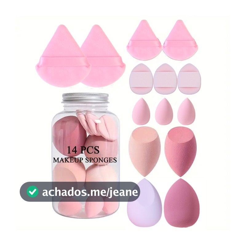 Conjunto De Esponja De Maquiagem De 14 Peças Com Caixa De Armazenamento , Beleza Macia Impecável