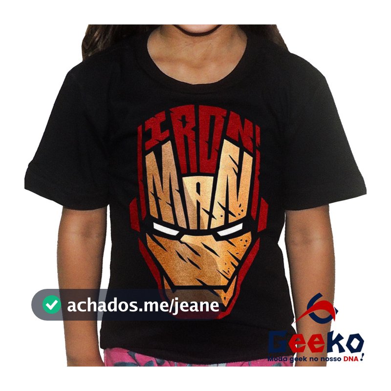 Camiseta Geek Infantil Homem de Ferro Iron Man Vingadores Avengers All Geek