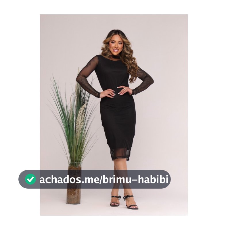 Vestido de Tule Estampado Midi Manga Longa com Forro Fresquinho Elegante Versátil Moda Tendência
