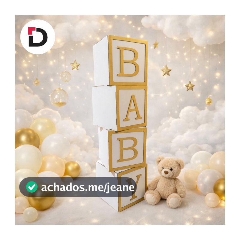 Cubo Baby Pintado DOURADO / Decoração de Festa - Decoração Chá de Bebê e Revelação MDF - 04 Cubos