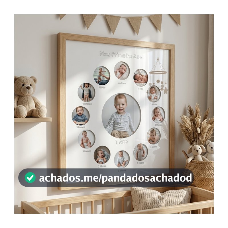 porta retrato 12 meses fotos crescimento  primeiro ano enfeite infantil decoração quarto de bebê