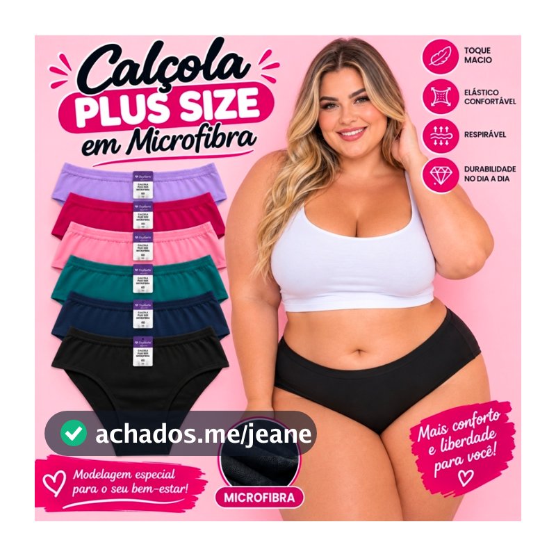 Kit 5/10 Calçola Cos Alto Extra Grande Calçola Plus Size em Microfibra Lisa Premium tamanhos Grandes GG1 E GG2 lingerie